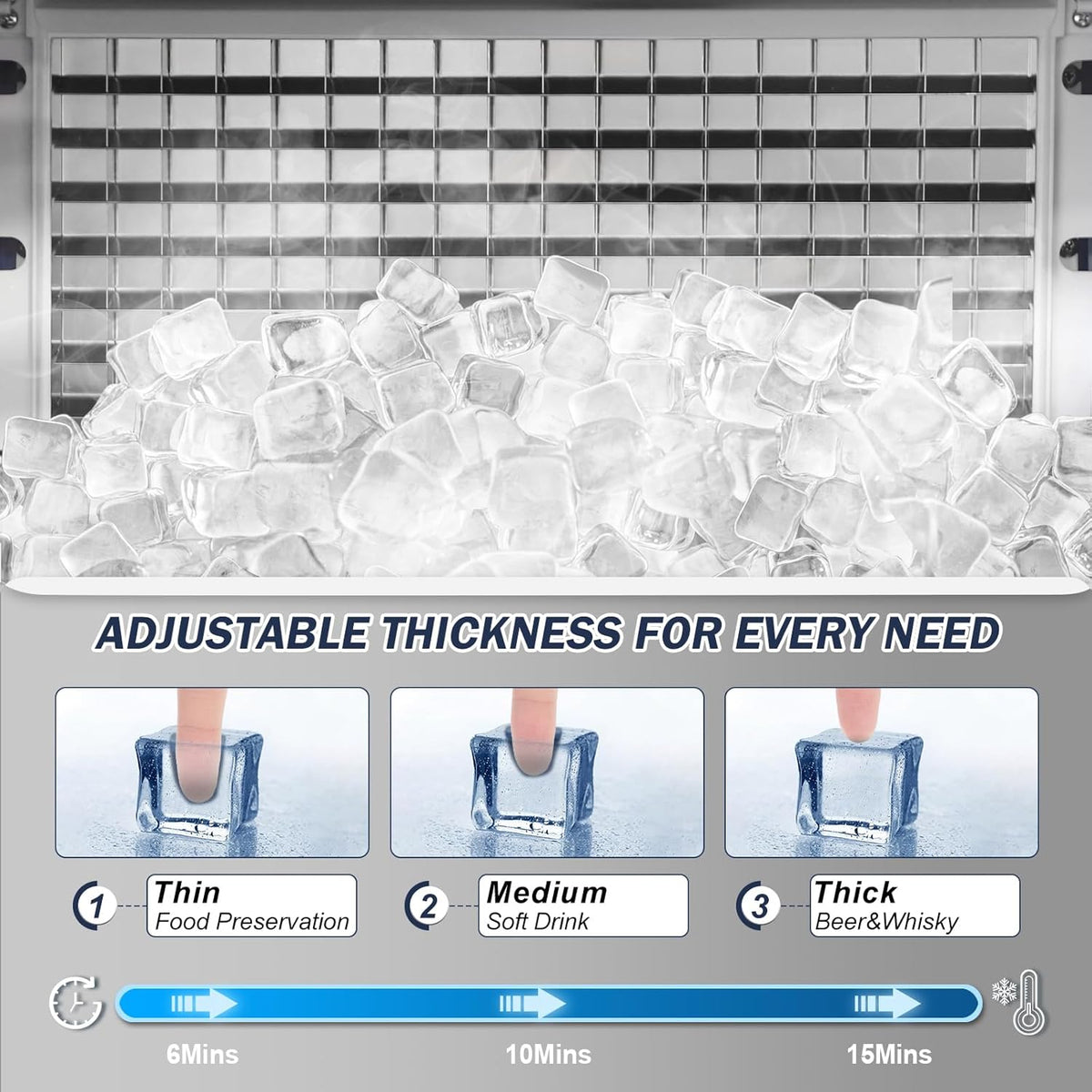 450Lbs/24H Under Counter Commercial Ice Machine with 160LBS Large Storage Bin, Stainless Steel Freestanding Ice Maker for Home Bar Cafe, Include Water Filter and Ice Scoop,Self Cleaning