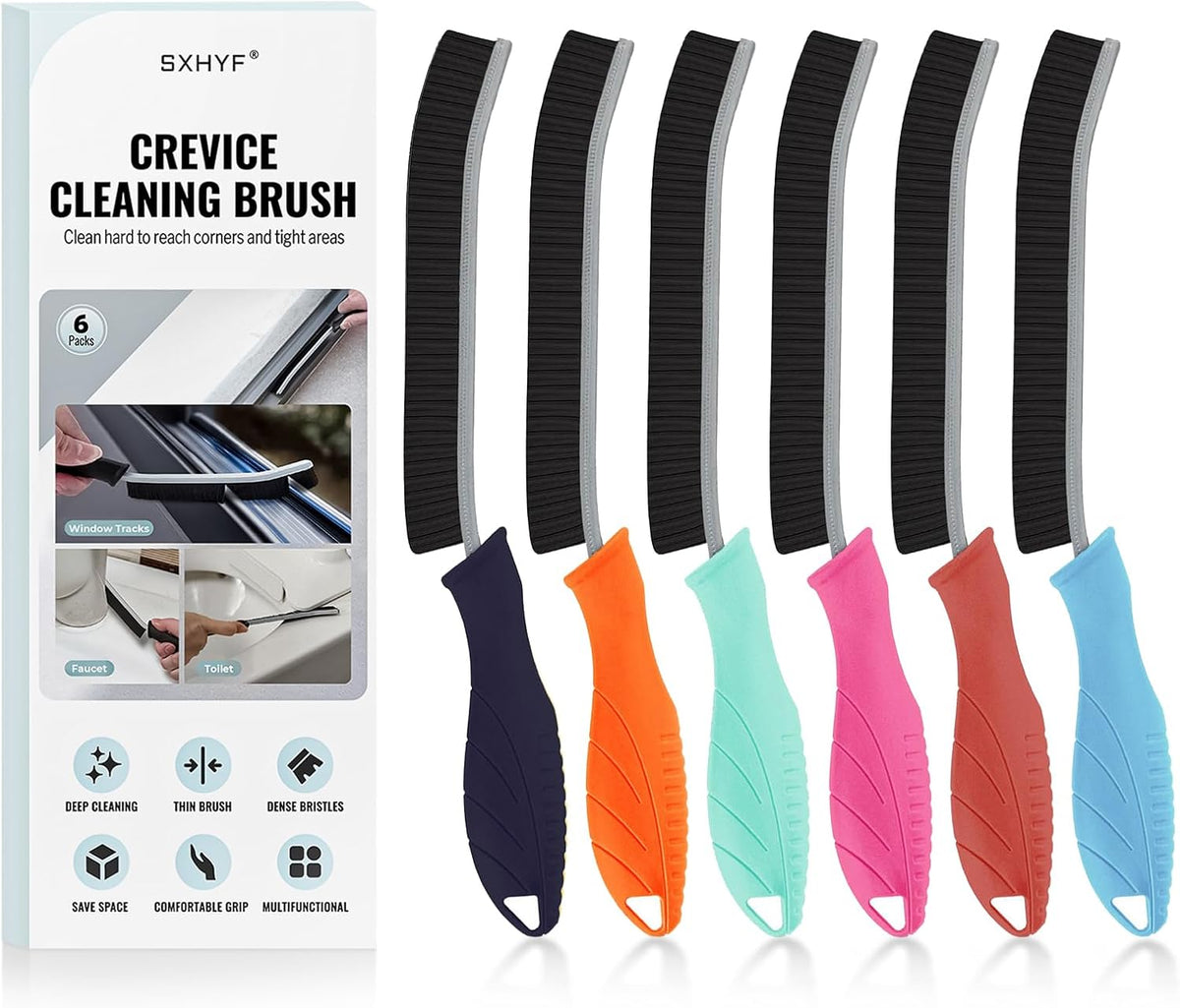SXhyf Crevice Cleaning Brush - Grout Scrub Brush, House Cleaning Supplies, Gap Cleaning Tools, Home Essentials, Gifts for Women Men, Hard Bristle Crevice Cleaner Brush for Household Use, Bathroom