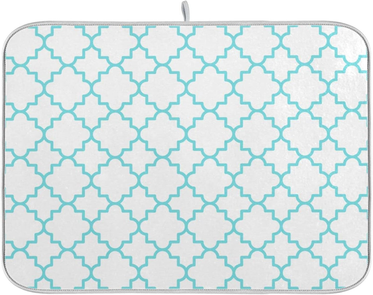 Senya Super Absorbent Dish Drying Mat, Microfiber Fast-Drying Dish Mat, 24inches x 18inches , Kitchen Dish Drying Pad, Traditional Quatrefoil Lattice Pattern