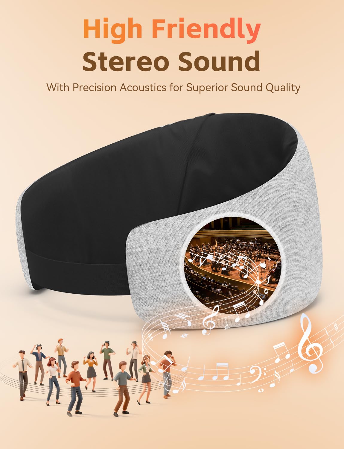 Sleep Headphones Bluetooth 6.0 Sleep Mask for Side Sleepers, 20H Playtime