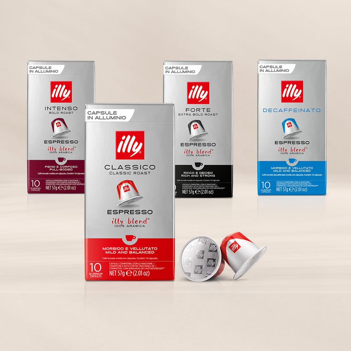 illy Aluminum Espresso Capsules - Compatible with Nespresso Machines - Classico Lungo Roast Coffee - Mild & Balanced - Notes Of Caramel, Orange Blossom & Jasmine - 10 Count (Pack of 10)