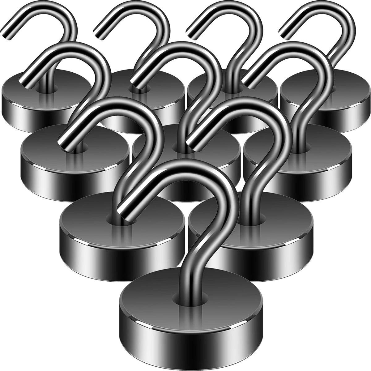 Neosmuk Magnetic Hooks, Cruise Ship Essentials, 40lb+ Heavy Duty Magnetic Hooks for Cruise Cabins, Refrigerator, Grill, Hanging, and Travel | Extra Strong Must-Haves Magnet Hook,Gunmetal,Pack of 10