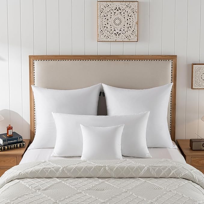 Euro Pillow Inserts 30x30 inchs - Feather and Down Fill - Cotton Fabric - Set of 2 Throw Pillow Insert