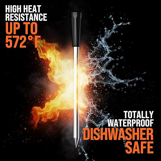 Upgraded Smart Bluetooth Wireless Meat Thermometer with Ultra-Thin Probe, 6 Sensors Accuracy Digital Food Thermometer 0.5S Instant Read, IP67 Waterproof for BBQ, Grill, Smoker, Oven, Air Fryer