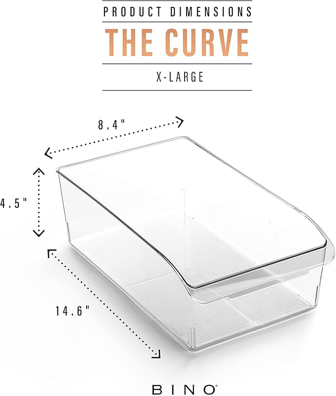 BINO | Plastic Storage Bins, X-Large | THE CURVE COLLECTION | Multi-Use Organizer Bins | Built-In Handle | BPA-Free | Pantry Organization | Home Organization | Fridge and Freezer Organizer