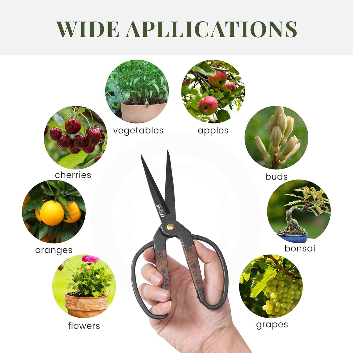 Garden Flower Bonsai Scissors,Walnut Wide Handles Pruning Gardening Scissors Floral Shears for Gardening,Succulent Harvest, and Precision Plant Trimming Care