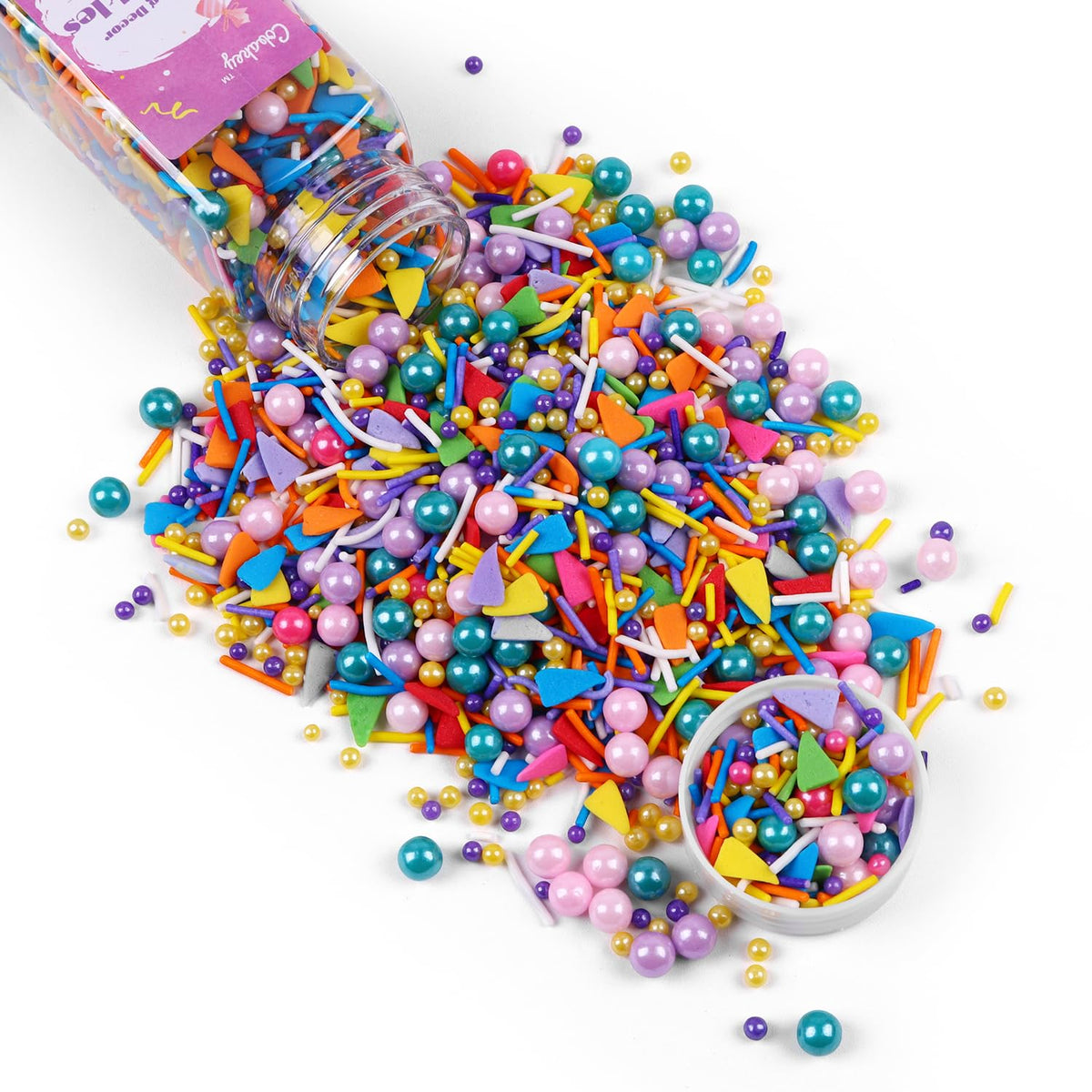 Rainbow Sprinkles for Cake Decorating 4.23ounce - Colored Pearl Sprinkles for Cupcake Toppers, Ice Cream, Candy, Cookie Decorations - Birthday & Holiday Party Supplies