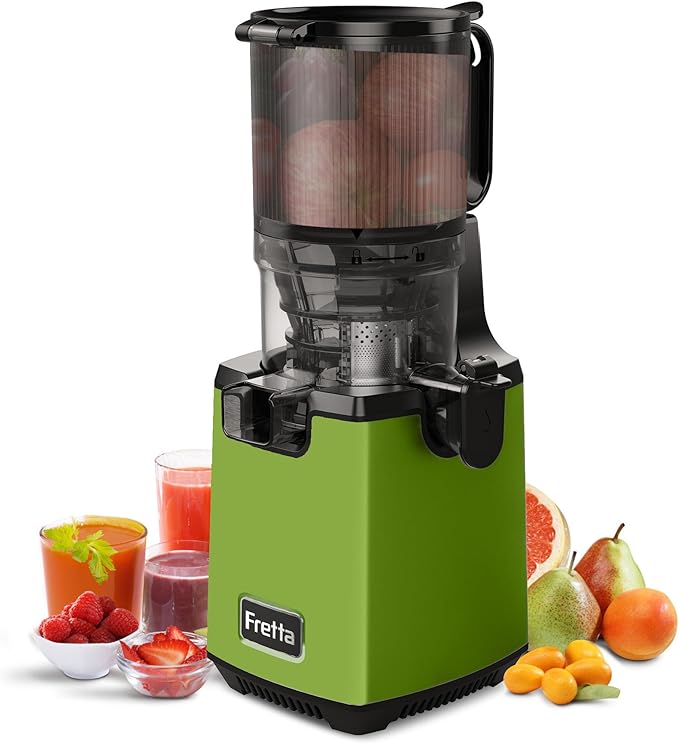 Cold Press Juicer Machines,Fretta 5.3'' Self Feeding Slow Masticating Juicers Fit Whole Fruits & Vegetable Easy Clean Juice Extractor,Tritan Material BPA Free 250W, (Matcha)