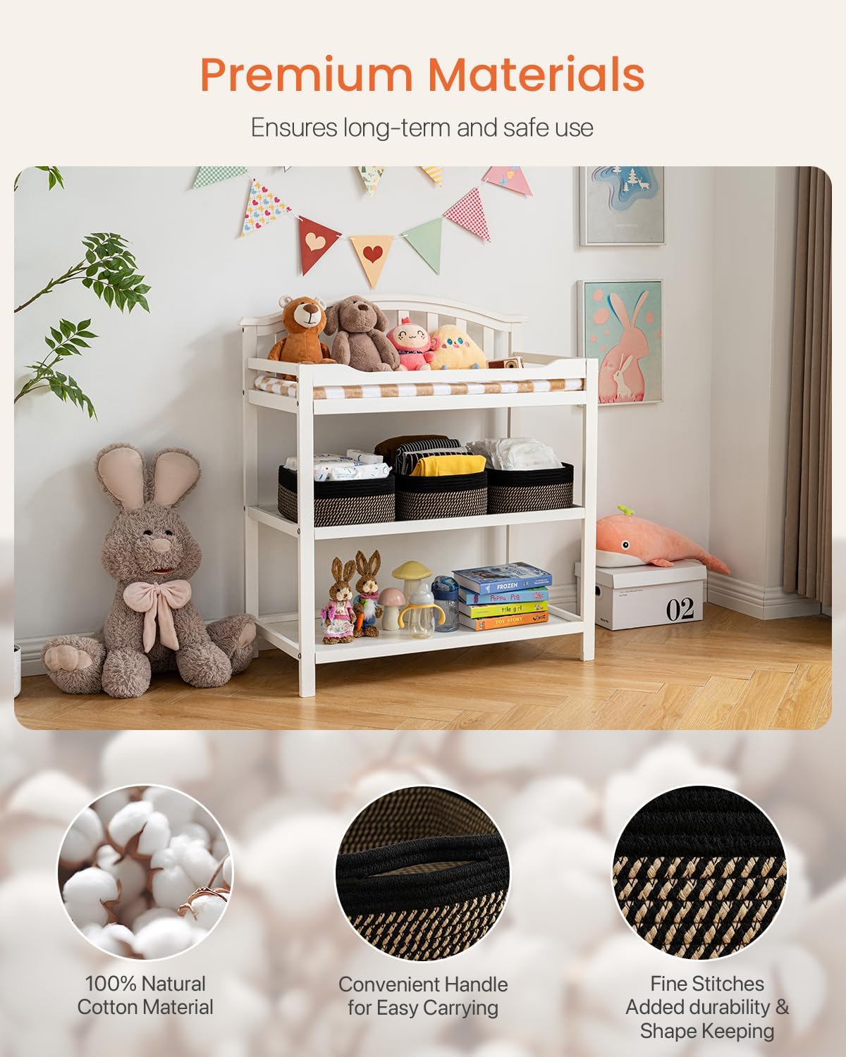 Small Woven Basket, 13.5 x 9.5 x 5 Inches, Storage Basket for Organizing, Cute Small Rope Shelf Closet Cube Storage Bins Baskets for Shelves, Dog Toy Gift Baskets Empty, 3 Pack Black & Brown