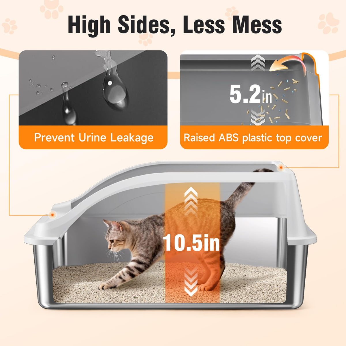 2PACK Stainless Steel Cat Litter Boxes XL Large Metal Pan Include Scoop