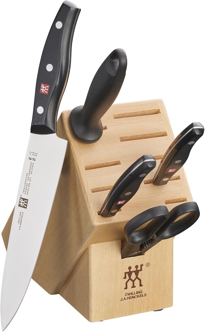 ZWILLING Twin Signature 6-Piece Razor-Sharp German Knife Block Set, Made in Company-Owned German Factory with Special Formula Steel perfected for almost 300 Years, Dishwasher Safe