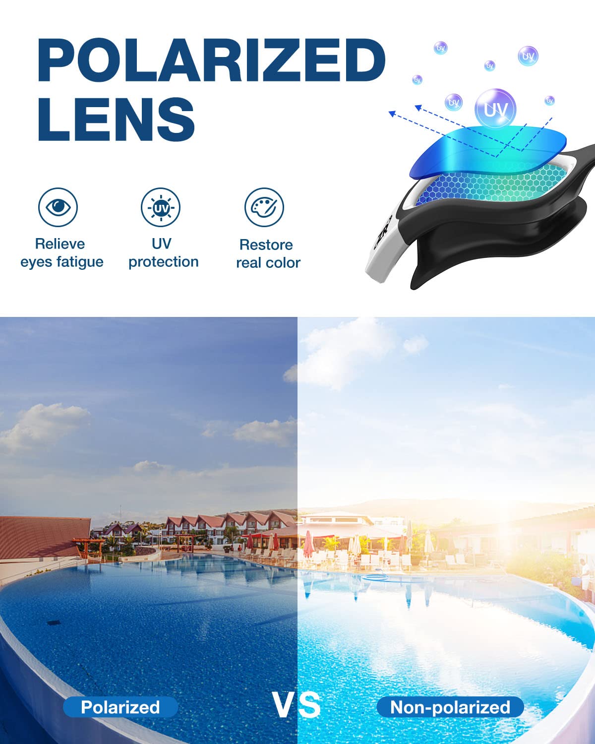 ZIONOR Swim Goggles, Upgraded G1 Polarized Swimming Goggles Anti-fog for Adult Men Women A0 (Polarized + Mirror Gold)