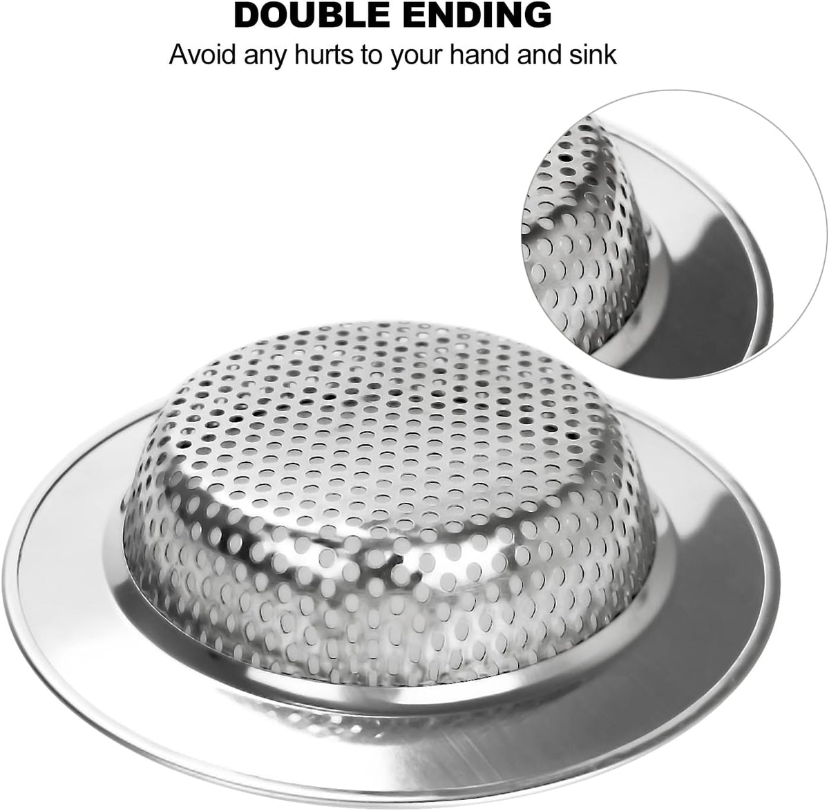 2PCS Kitchen Sink Drain Strainer/Catcher/Basket/Cover/Filter/Trap/Screen, Large Wide Rim 4.5" Diameter, Stainless Steel, Dishwasher Safe
