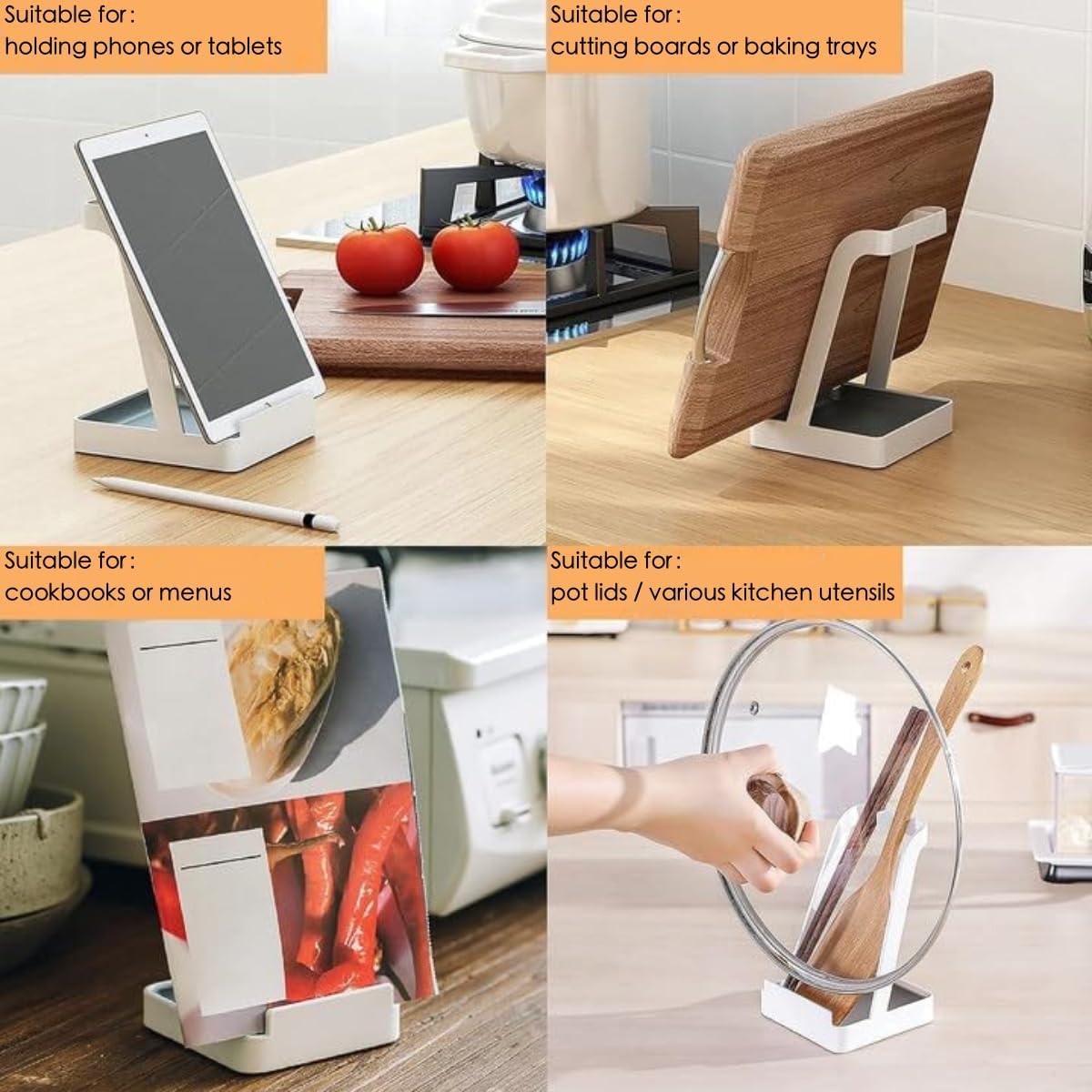 Spoon Rest and Lid Holder for Stove Top – Heat-Resistant Steel Organizer for Utensils, Lids, and Tongs – Drip Tray for Kitchen Counter