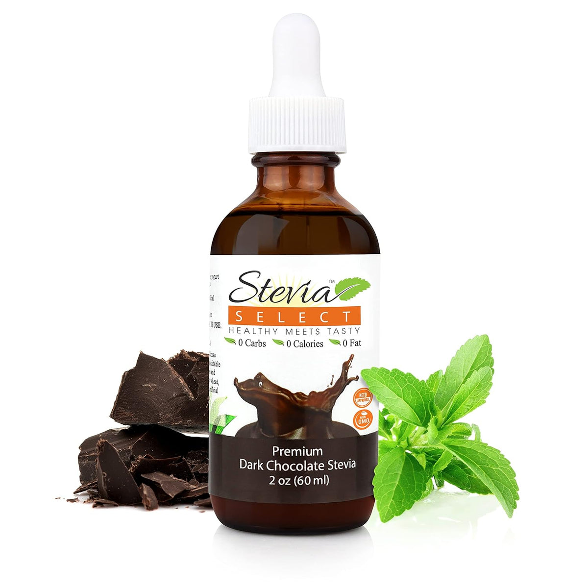 Stevia Select Dark Chocolate Pure Flavored Liquid Stevia – Zero Calorie Coffee, Tea, Drink & Baking Sweetener, All-Natural, No Erythritol, Keto-Friendly Sugar Alternative, 300 Servings – 2 Oz (1 Pack)