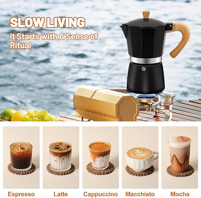 9 Cup Aluminum Espresso Stovetop Moka Pot Express Coffee Maker Percolator Italian Classic Mocha Coffee Machine for Italian and Cuban Cafe Brewing for Home & Camping 450ml 15oz