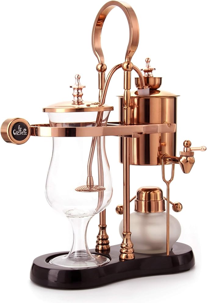 Diguo Belgian/Belgium Luxury Royal Family Balance Syphon Coffee Maker. Elegant Retro-Style Design. Color Rose Golden. Capacity: 500ml/17 oz.