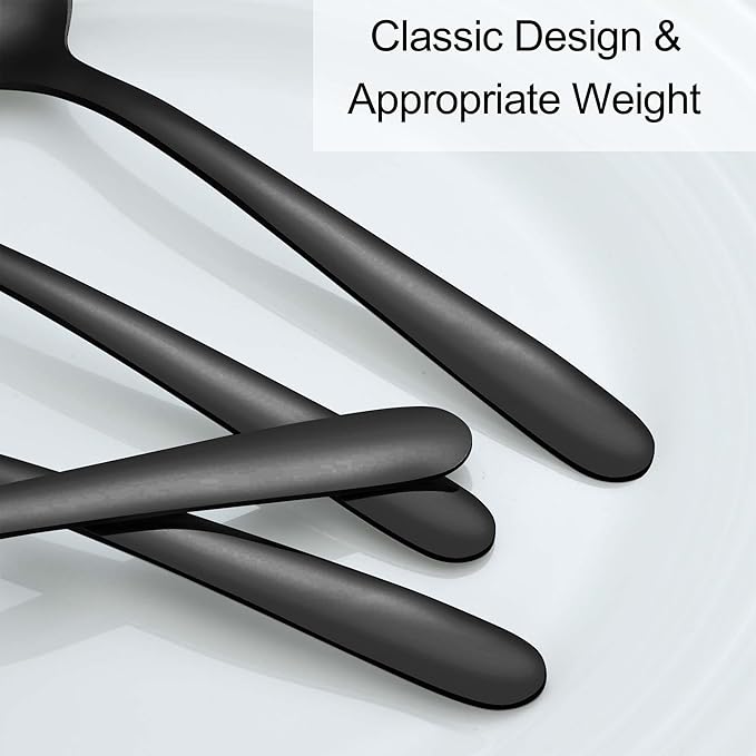 Pleafind 36 Pieces Black Teaspoons Set - 6.2 inch, Spoon Silverware, Stainless Steel Tea Spoons, Mirror Polished Small Teaspoon, Dessert Spoons for Home, Kitchen, Restaurant, Dishwasher Safe