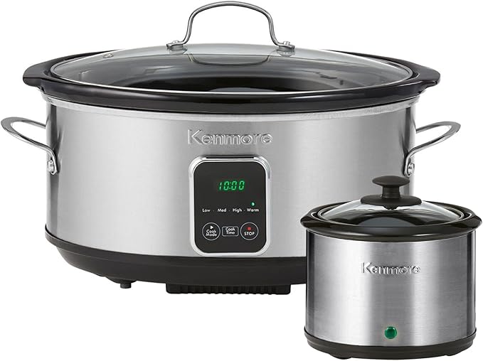 Kenmore 7 Quart Slow Cooker with Diper - Crock pot With Programmable Settings, Digital Controls, Large Capacity for Family Meals, Dishwasher-Safe Stoneware, Warm Rice & Sous Vide Stew