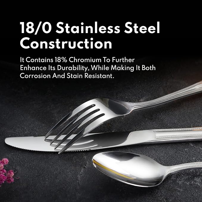 New Star Foodservice 58918 Shell Pattern, 18/0 Stainless Steel, 60 piece Flatware Set
