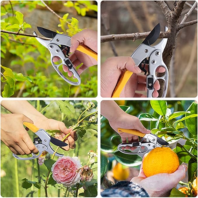 Ultra Sharp Germany Steel Pruning Shears - Cuts 3X Easier, Ergonomic Design - Weak Hand Arthritis Snips, Effortlessly 1-Inch Cut Capacity Heavy Duty Garden Scissors, Sharp Garden Clippers
