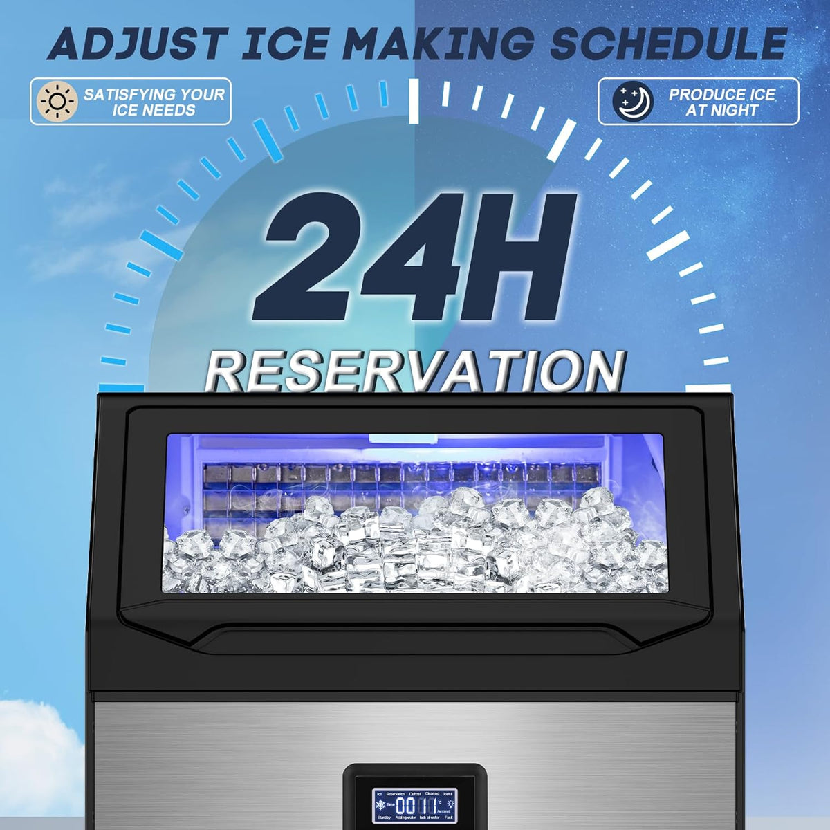 Commercial Ice Maker Machine – 250 Lbs/24H, 75 Lbs Storage Bin, 80 Ice Cubes in 8 Minutes – Freestanding Ice Machine with Water Filter and Scoop for Restaurant, Bar, Home, and Office