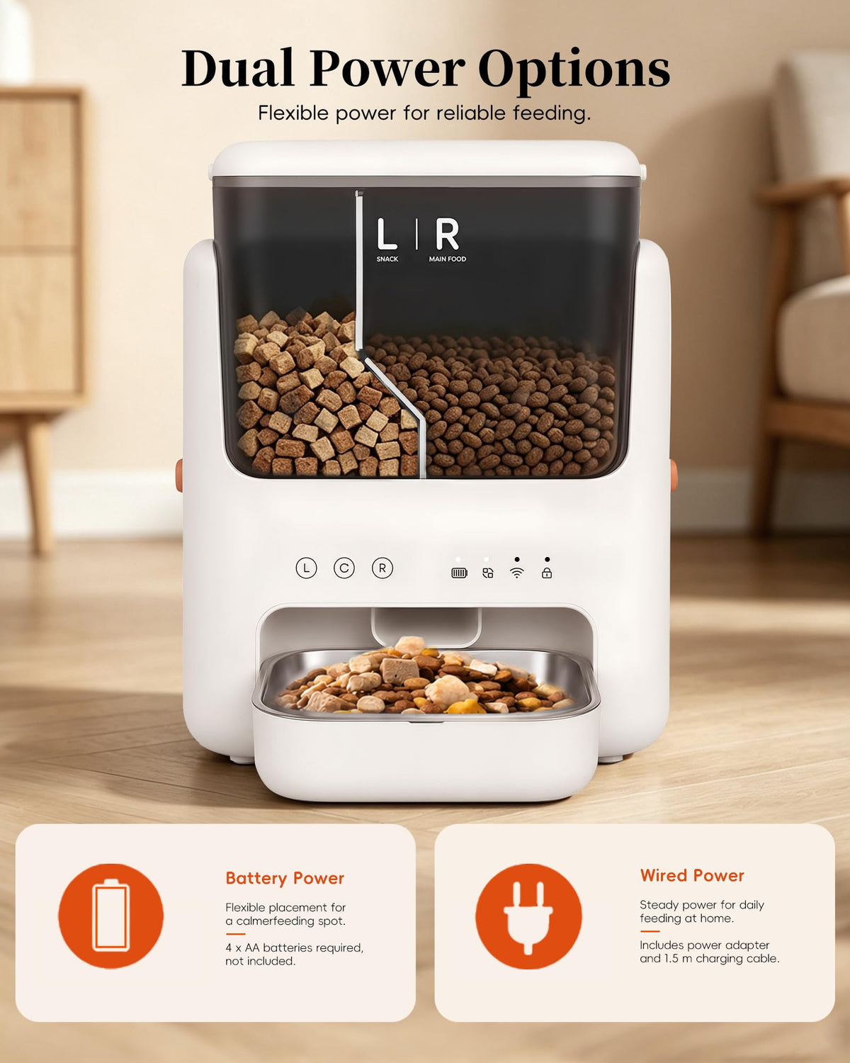 Automatic Cat Feeder, Dual Hopper for Meals & Treats, App Control