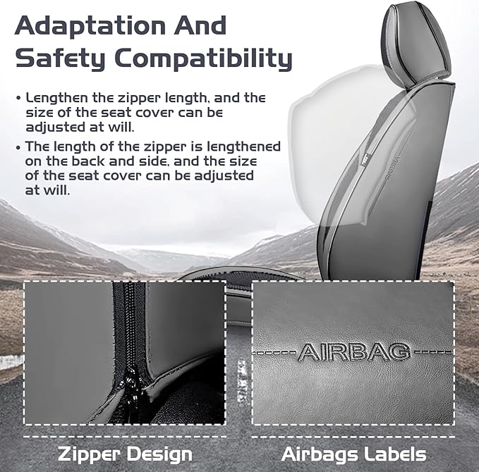 Truck Seat Covers for Ford Bronco 2021-2026, Waterproof Premium Leather Full Coverage Car Seat Cover, Muscle Sport Style Auto Interior Seat Cover Sets (Full Set/Gray Black)