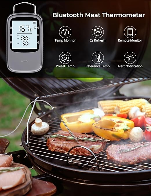 Govee Bluetooth Meat Thermometer, Digital Wireless Meat Thermometer for Smoker Oven, Smart Grill Thermometer with Dual Probes, 230ft Remote Monitor Cooking Thermometer for BBQ Kitchen Rotisserie
