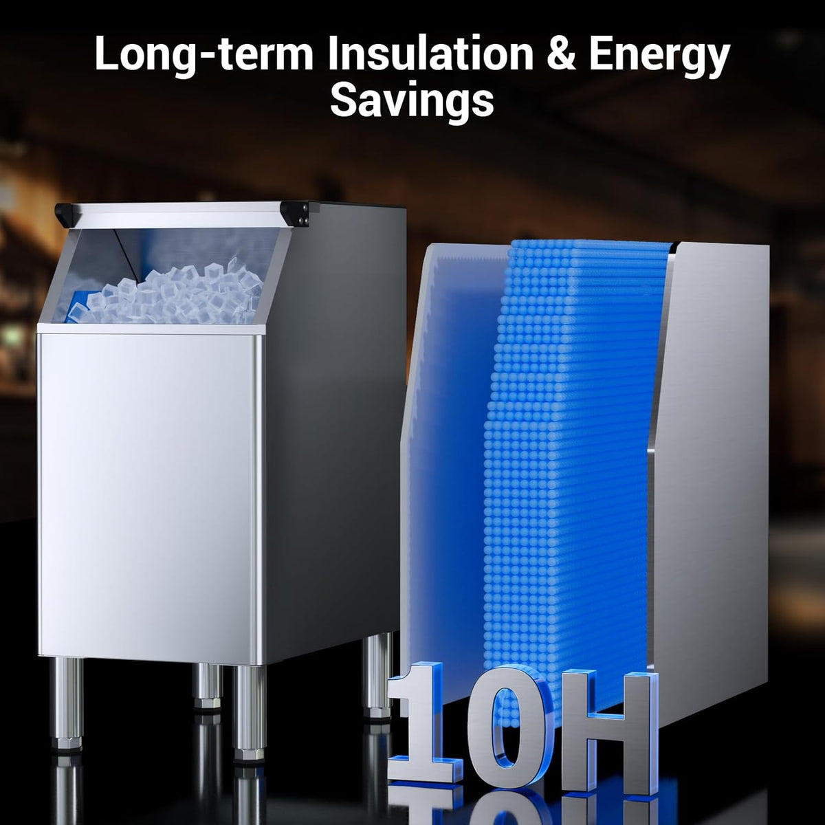 Commercial Ice Maker Machine 680lbs/24H, Ice Ready in 5-15 min, 450lbs Large Storage Bin, Ice Machine Stainless Steel with Water Line Hookup Self-Cleaning Function,30 Adjustable Ice Thicknesses