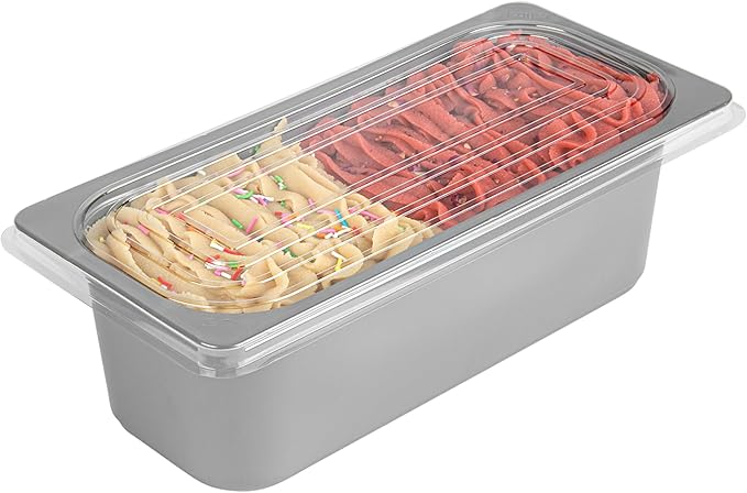 Restaurantware-RW Base 5 Quarts Ice Cream Containers, 100 Rectangle Disposable Containers - Durable, With Clear Lid, Black Plastic Box, For Ice Creams, For Cafes