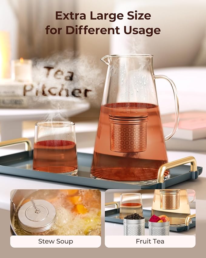 2 Pack Reinmoson Extra Large Tea Infuser for Loose Tea & Spice Infuser for Cooking, Extra Fine Mesh Large Tea Strainers for Loose Tea, 304 Stainless Steel Loose Leaf Tea Steeper