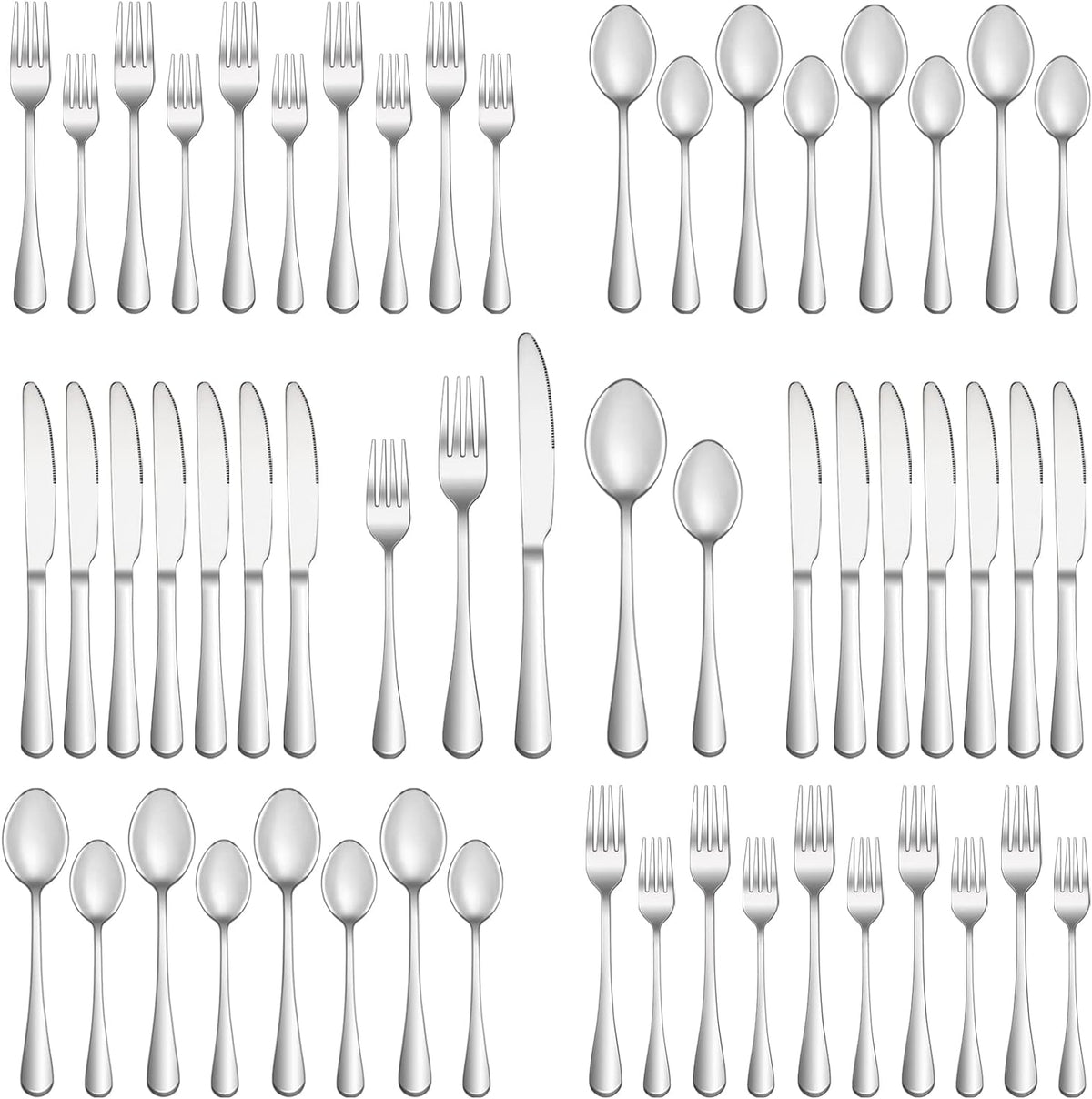 40 Piece Silverware Set Service for 8,Premium Stainless Steel Flatware Set,Mirror Polished Cutlery Utensil Set,Durable Home Kitchen Eating Tableware Set,Include Fork Knife Spoon Set,Dishwasher Safe