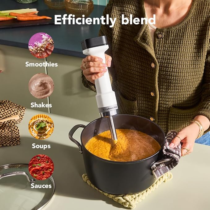 KitchenAid Go Cordless Hand Blender with Accessories - battery sold separately, KHBRV05, Porcelain White