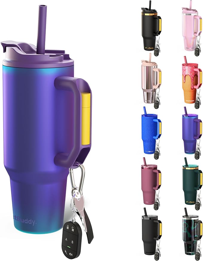 Frost Buddy Thicc Buddy - 40 oz Stainless Steel Vacuum Insulated Tumbler with Lid and Straw for Water - Travel Mug Cupholder Friendly - Gifts for Women Men Him Her (Nebula)