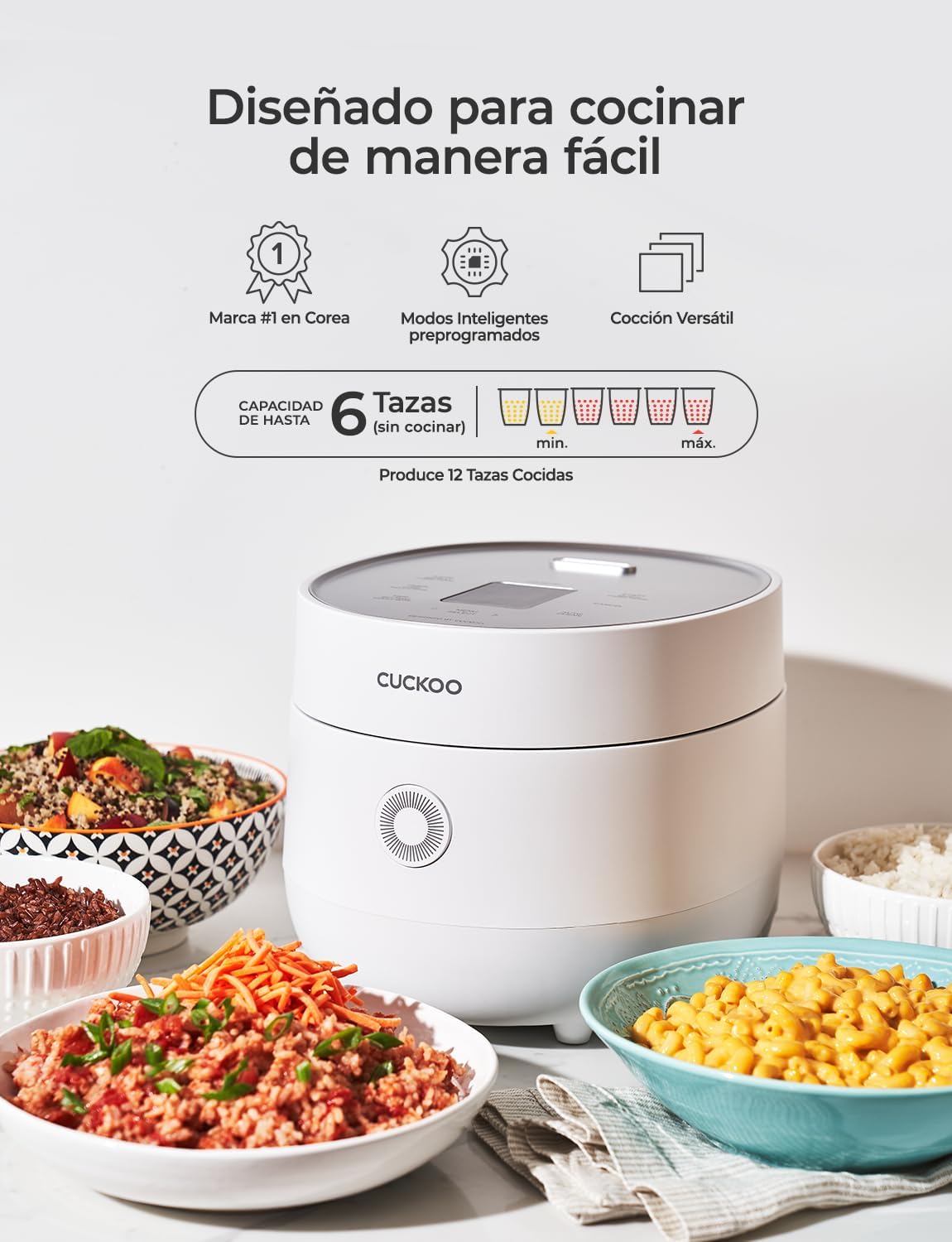 CUCKOO CR-0675FW 6-Cup (Uncooked) / 12-Cup (Cooked) Micom Rice Cooker with Nonstick Inner Pot, 13 Menu Modes, LCD Display, Fuzzy Logic Tech, Auto Clean (White)