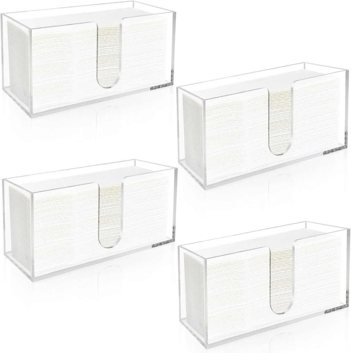 Acrylic Paper Towel Holder Countertop, 5mm Thick Clear C-Fold Z-Fold Trifold Napkin Dispenser, Bathroom & Kitchen Organizer for Multifold Towels (4)