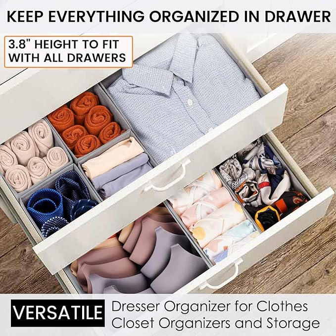 【FAMILY PACK】Drawer Organizer Clothes, 20 Pack Dresser Organizer Bins for Baby Clothes - Underwear Bra Sock Organizer - Fabric Closet Organization and Storage Dividers for Nursery Bedroom Dorm