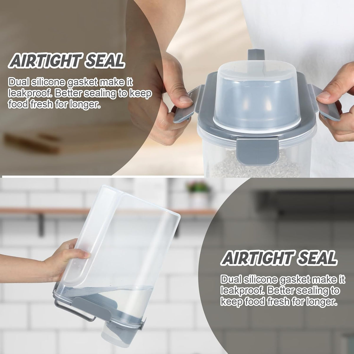 Rice Storage Container 10 Lbs, Airtight Food Dispenser with Large Spout and Cup for Pet Dog Cat Food Storage 7 Lbs