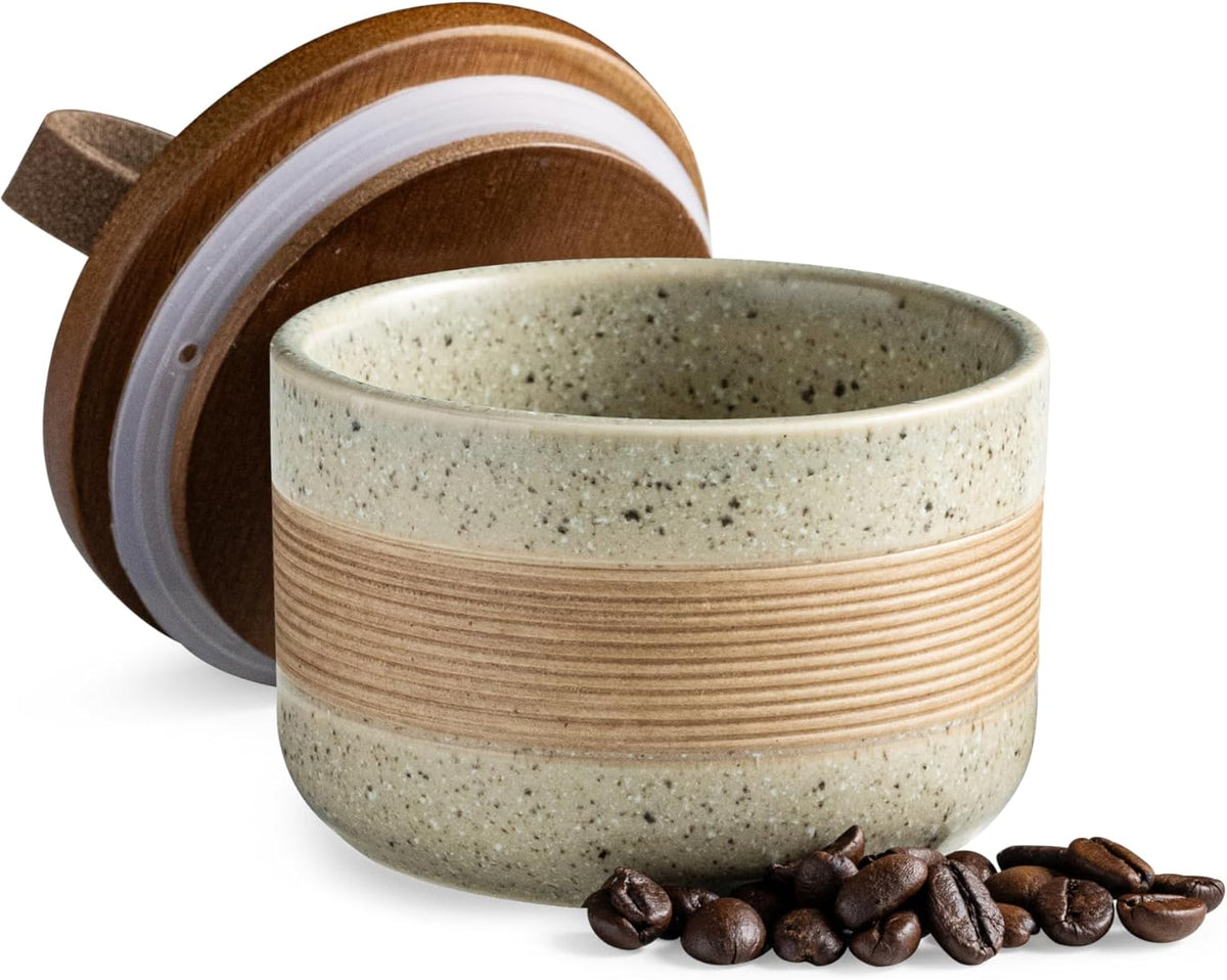 Small Ceramic Jar with Lid, Coffee Canister Coffee Container Kitchen Food Storage Jars for Spice Sugar Tea Bag, Stackable Decorative Jars for Countertop, 5oz
