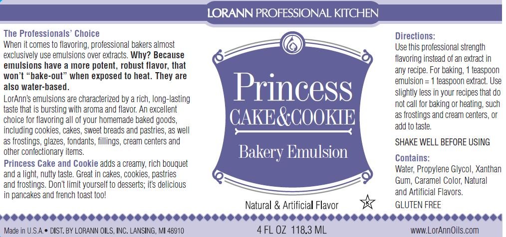 Lorann Oils Princess Cake and Cookie Bakery Emulsion: Regal Flavor Blend, Perfect for Enhancing Sweet, Cake-like Undertones in Baked Goods, Gluten-Free, Keto-Friendly, Unique Flavor Blend Essential