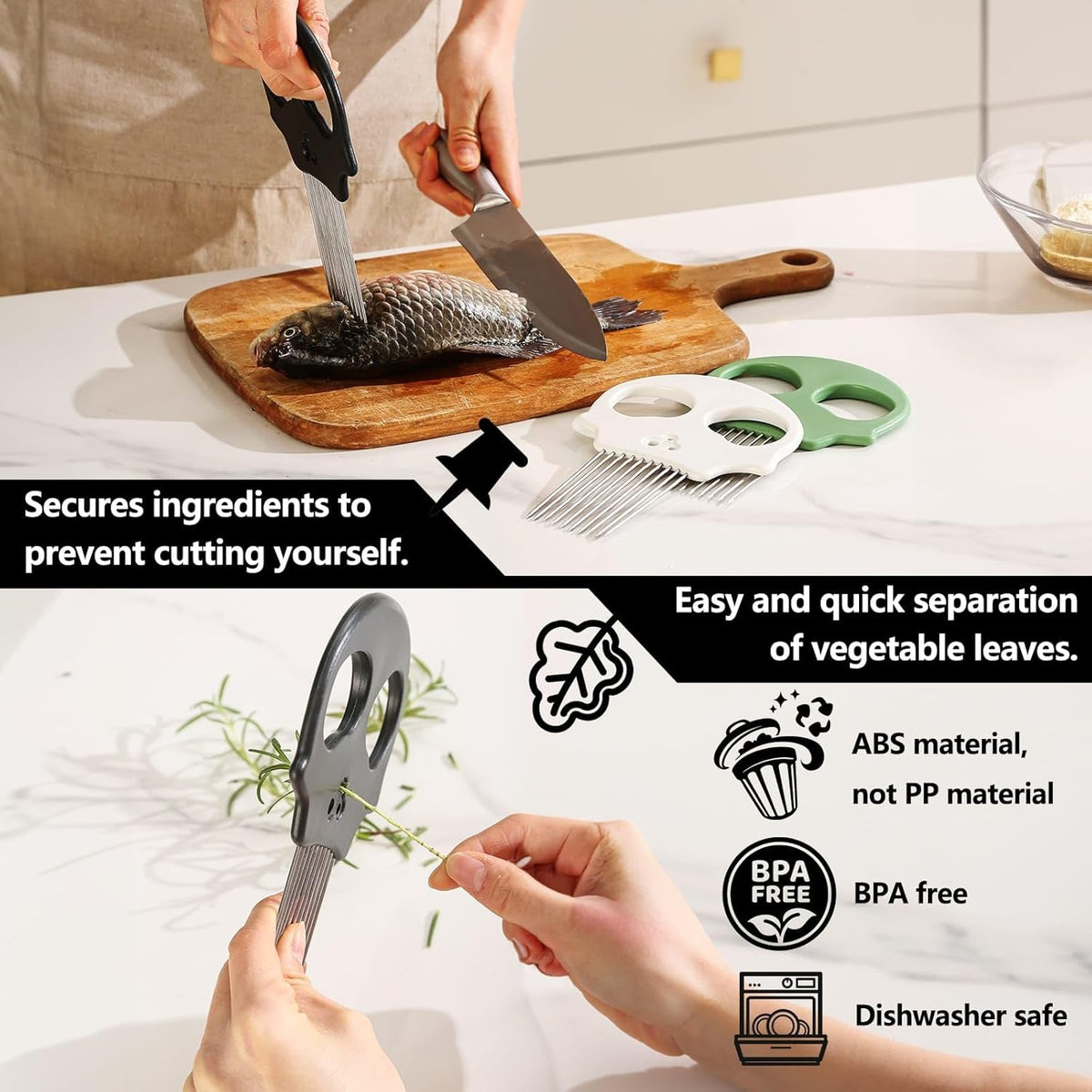 Stainless Steel Onion Cutter – Multi-Function Vegetable Cutter & Herb Stripper for Avocados, Eggs, Tomatoes, Potatoes (Green)