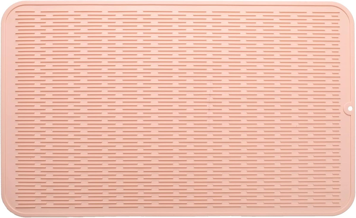 Silicone Dish Drying Mat for Multiple Usage,Easy clean,Eco-friendly,Heat-resistant Silicone Mat for Kitchen Counter or Sink,Refrigerator or Drawer Liner Pink 3XL 28 inches x 18 inches