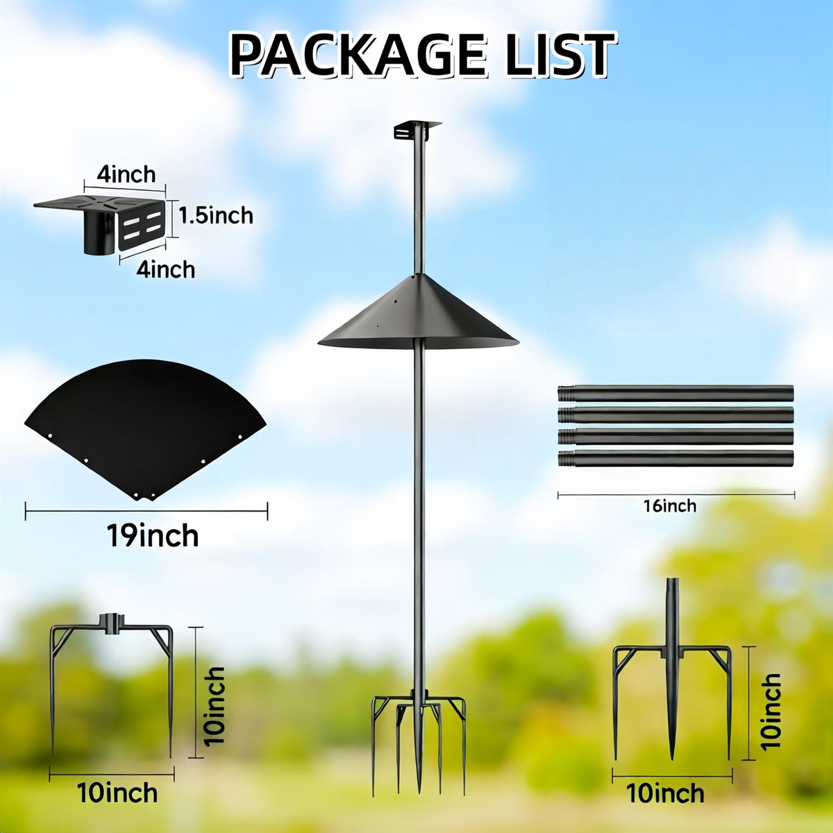 NSYOOMH Dia 1 Inch Bird Feeder Pole with 19" Proof Squirrel Baffle