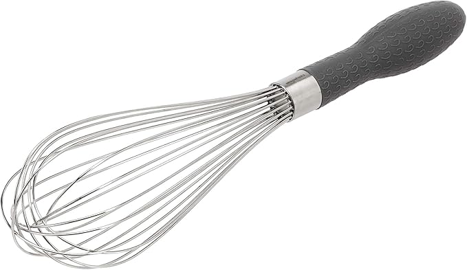 Amazon Basics Stainless Steel Wire Whisk Set for Cooking, Dishwasher Safe, 3 Piece, Black/Silver