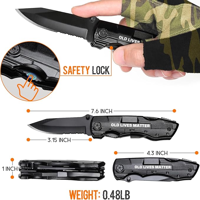 Old Lives Matter Multitool Knife - Funny Retirement Gifts for Men 2024 - Gag Birthday Gifts for Dad,Grandpa,Old Man,Coworkers,Friend,Teacher,Best Retirement Gifts,Stocking Stuffers for Men