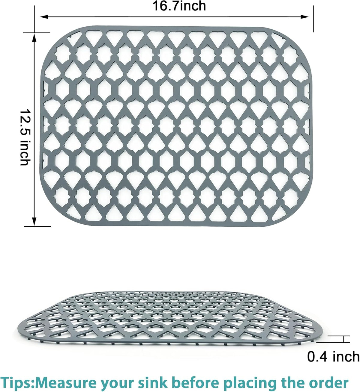 Sink Protectors for Kitchen Sink 13x11 &16x12 &19x14 &21x16 &22x13 &24x13 &26x14 &28x14 &30x16, Large Silicone Sink Mats Grid for Bottom of Farmhouse Sink (16.7”x12.5”)