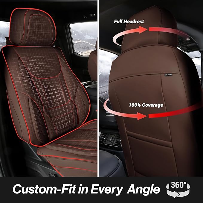 Coverland Custom Fit Car Seat Covers for SUV Compatible with [2009-2018 Subaru Forester] Premium Car Seat Cover Water Resistant Leather Non-Slip Interior Protector [Full Set Dark Brown - Chart X77]