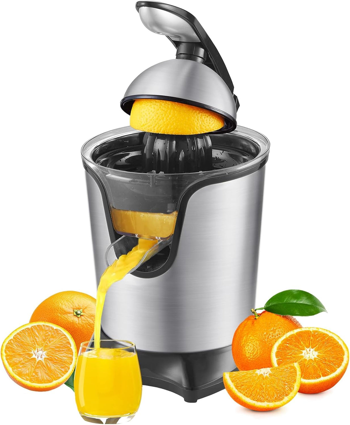 Citrus Juicer, Orange Juicer Machine, Stainless Steel Hands Free Lime Grapefruit Squeezer, Electric Citrus Juicer for Juice, Fruits, Lemons