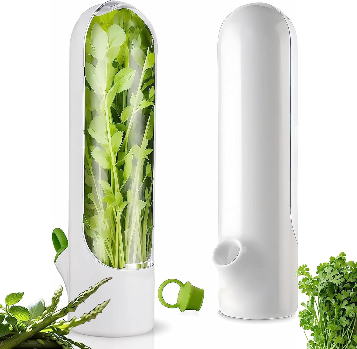 Herb Saver for Refrigerator, Herb Saver Pod Cilantro Containers for Refrigerator, Fresh Herb Keeper for Cilantro, Parsley, Asparagus, Mint, Keeps Vegetables for 2-3 Weeks (1PCS)